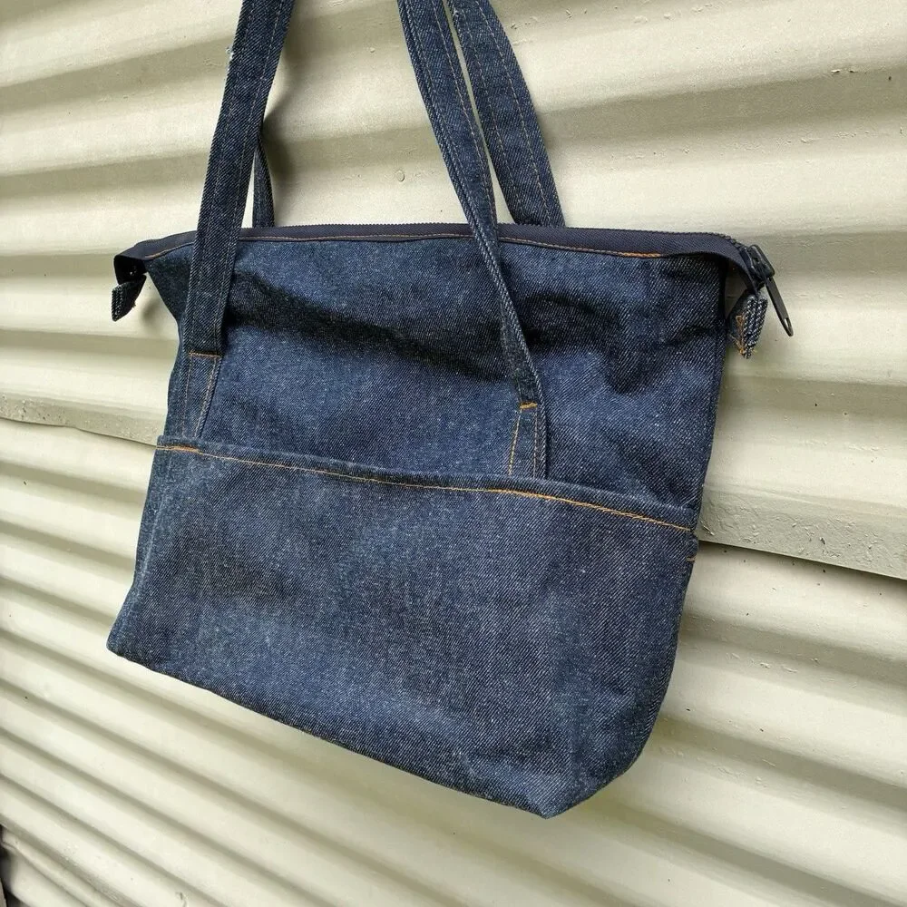TANNER GOODS Vintage Selvedge Denim Gardening Boat Tote Bag Talon Zipper